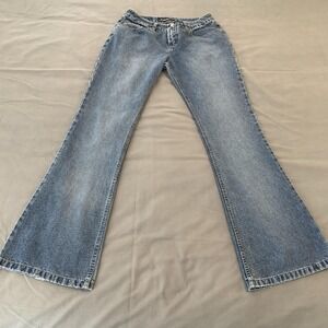 Squeeze Jeans Juniors 9/10 Blue Medium Wash Mid Rise Flare Denim Pants Y2K Rodeo